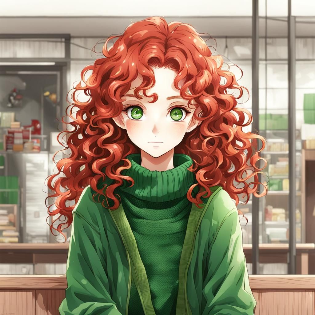 Red Haired Girl in Anime Style