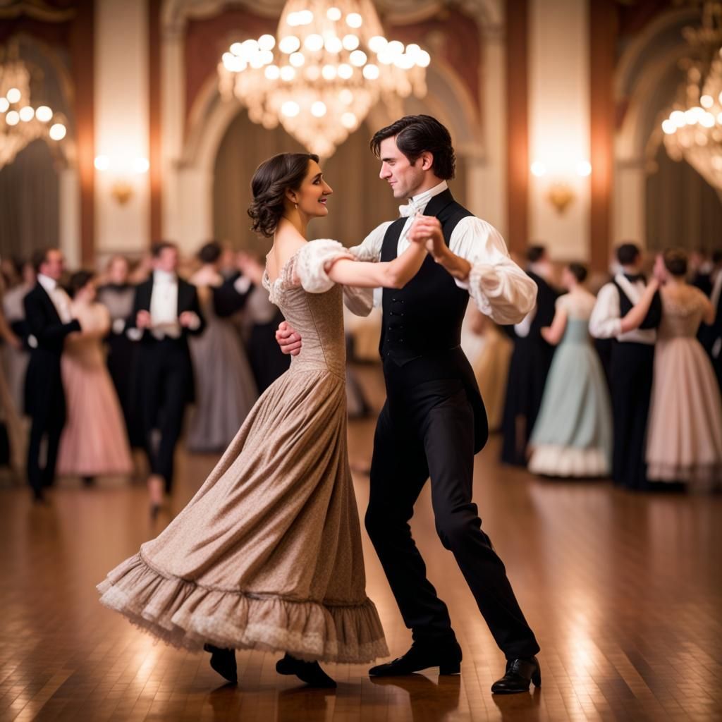 A Dashing Victorian Pair Takes to the Dance Floor in Elegant...