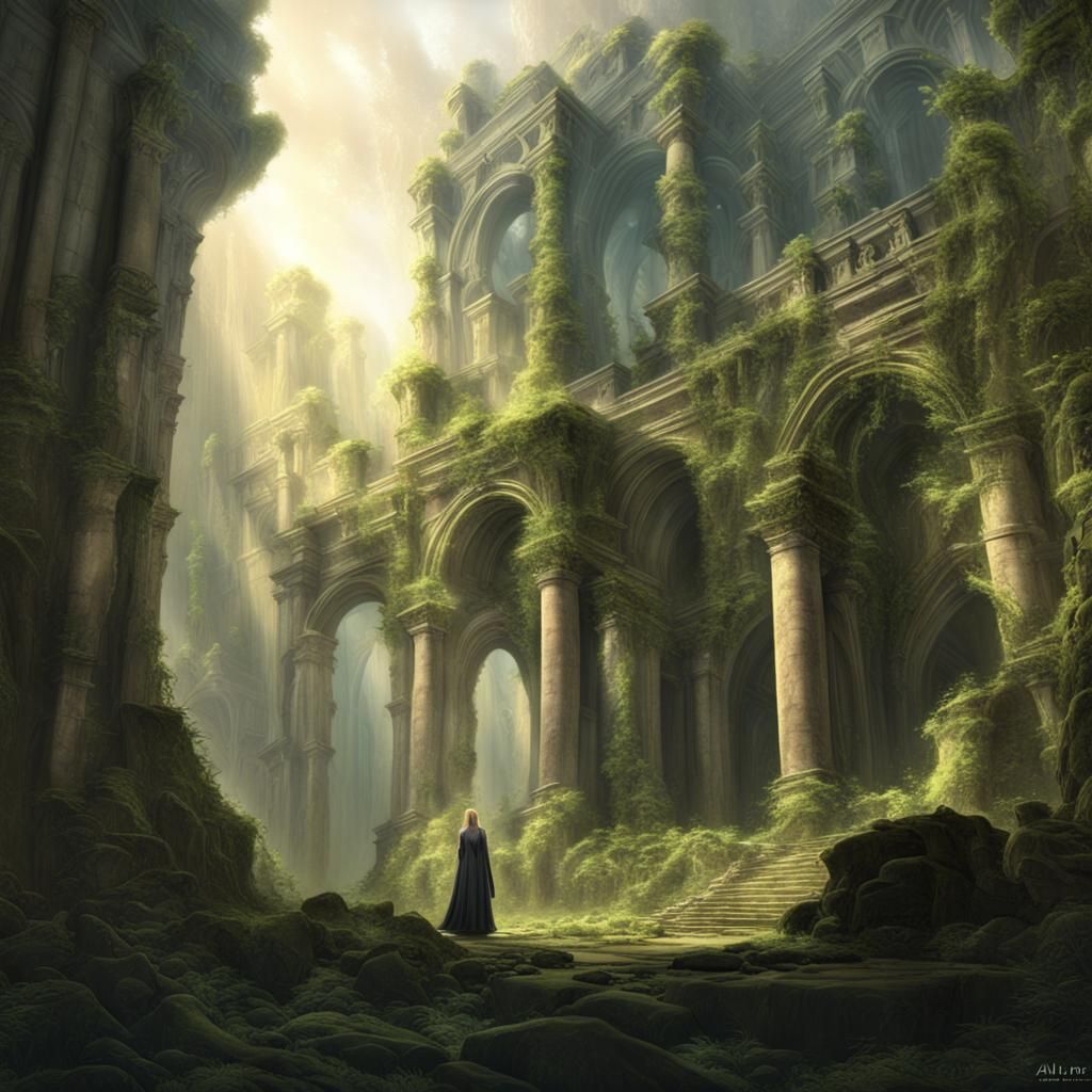 Epic Fantasy Ruins in Warm Golden Light