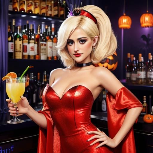 Pixie Lott dressed as a cocktail Halloween costume