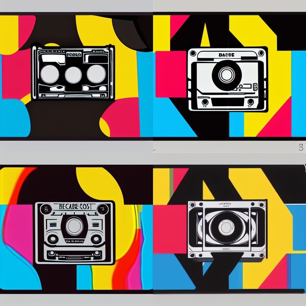 Vibrant Pop Art Cassette Portrait