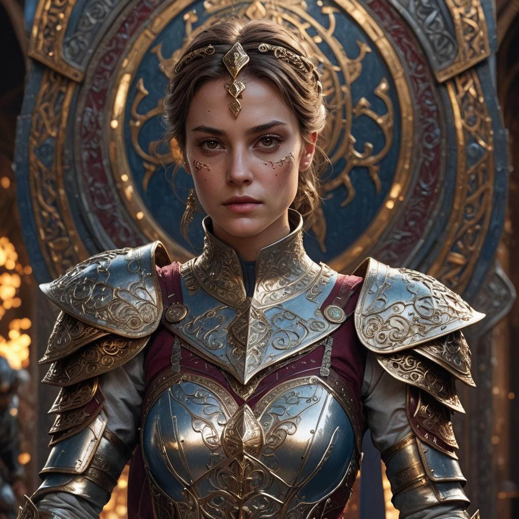 Hungarian Fantasy Superheroine in Elaborate Silver Armor