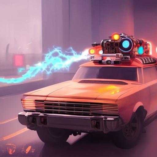 Ecto-1 Concept Art in Triadic Color Palette