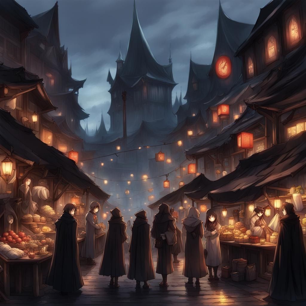 Dark Fantasy Vampire Marketplace Scene