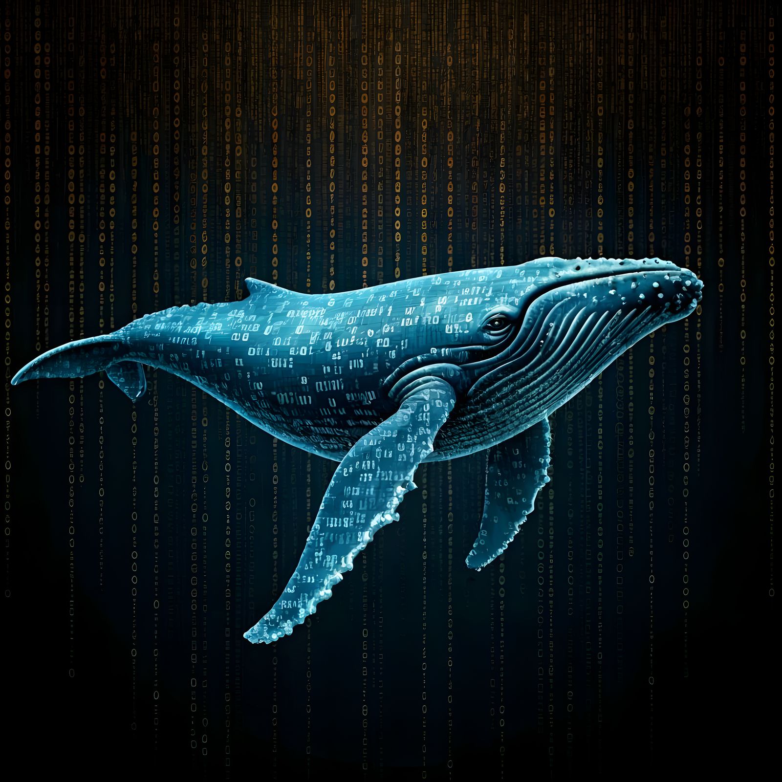 Matrix Code Whale in Digital Cosmos