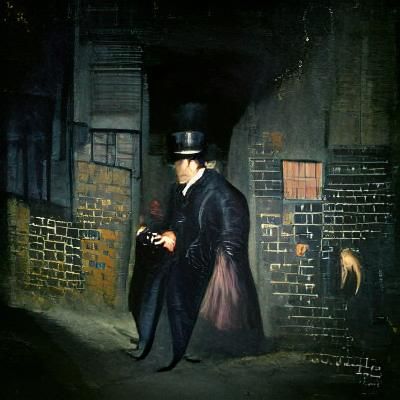 Gentleman in a Victorian Era Alleyway, Oil Painting Style