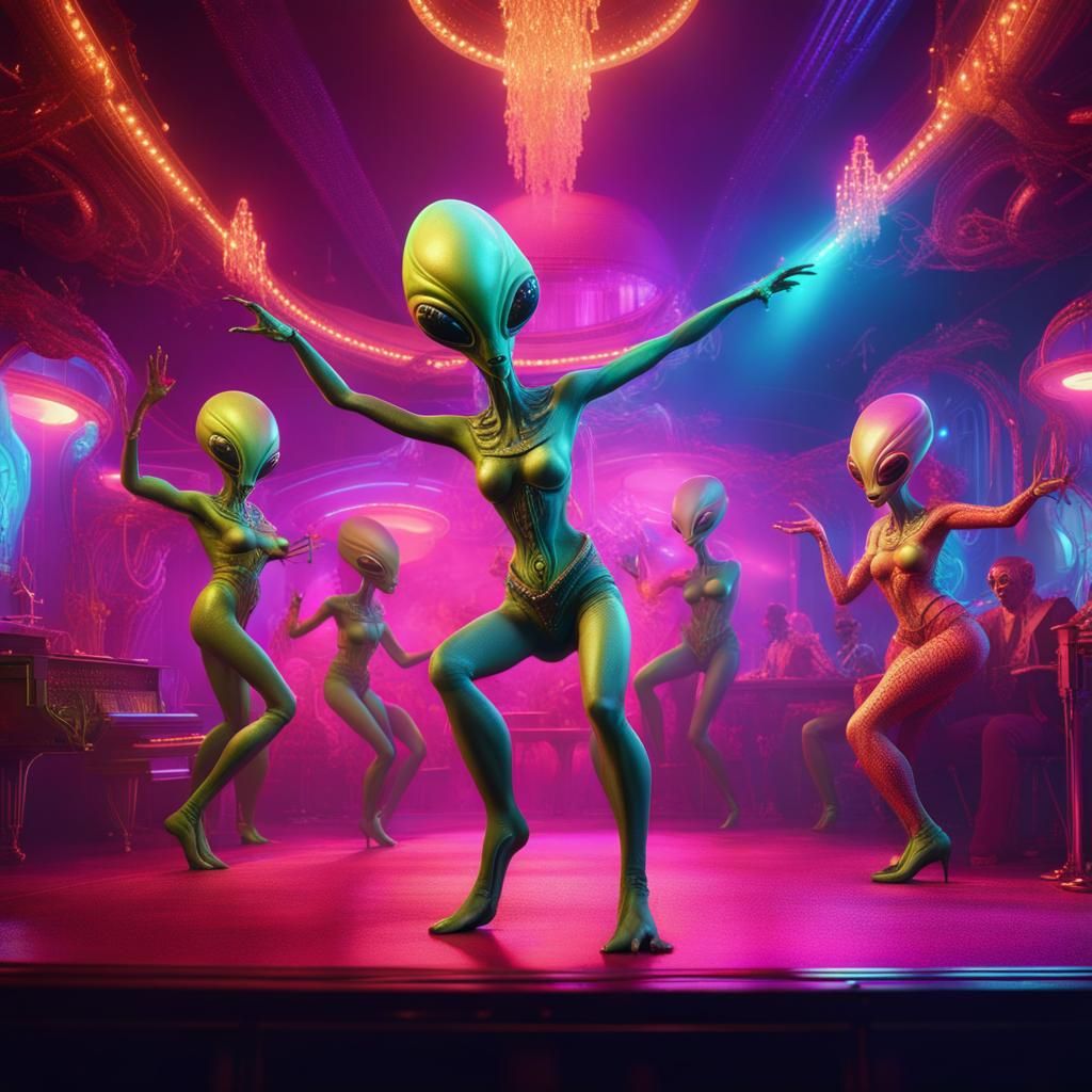 Extraterrestrial Cabaret in Vibrant Burlesque Style