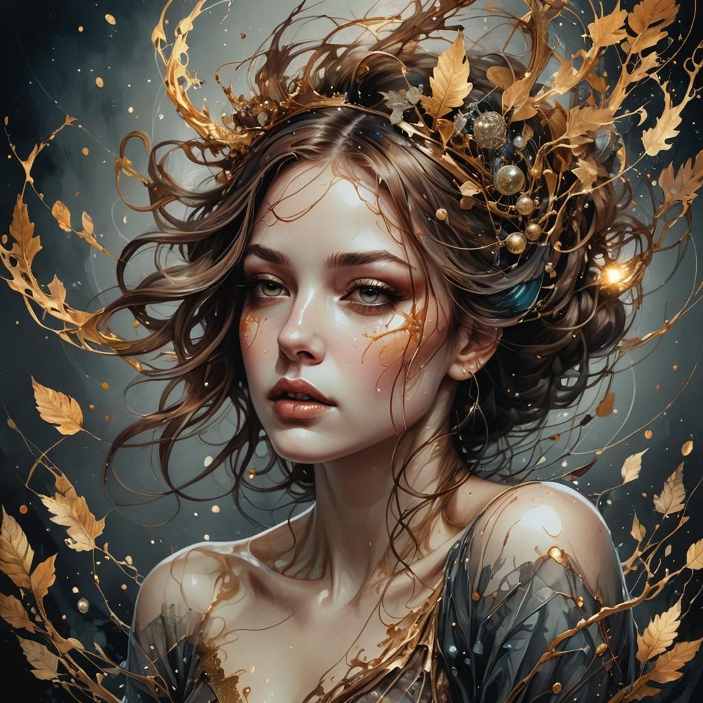 Surreal Cosmic Dreamscape in Vibrant Iridescent Inks