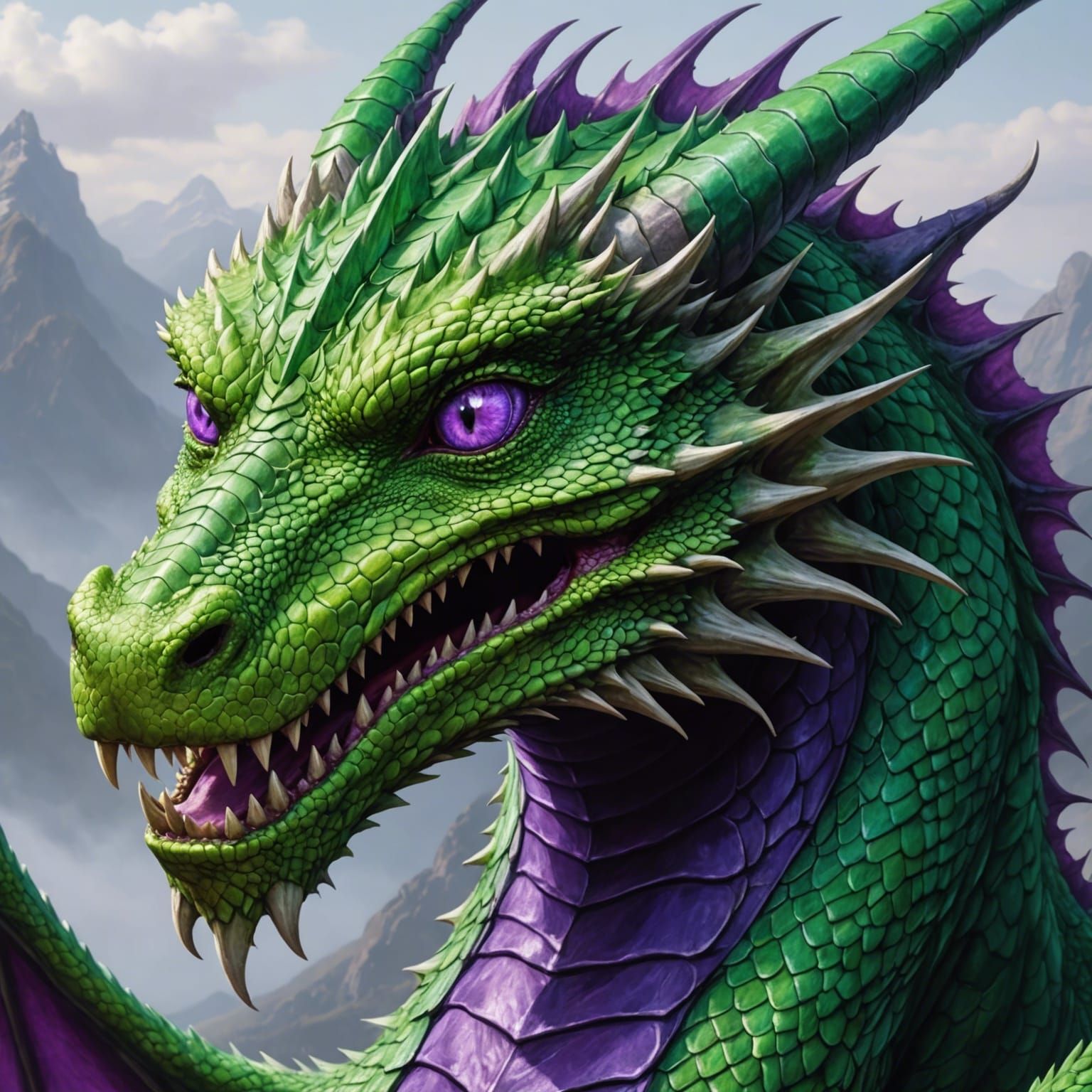 Mystical Green Dragon in Ethereal Realism Style