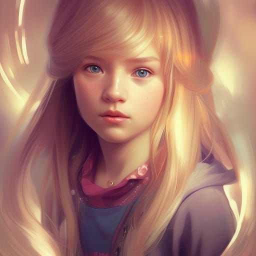 Surreal Portrait of Blonde Mother and Daughter in Ethereal L...