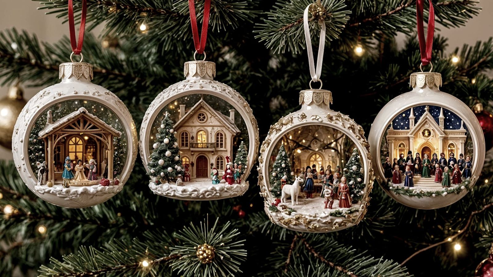 Hyper-Realistic Christmas Ornaments Diorama