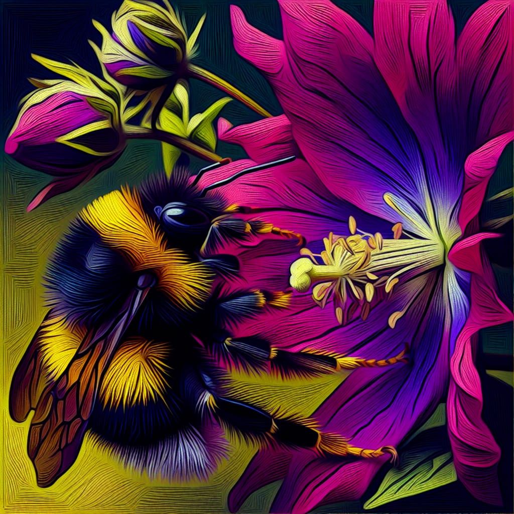 Bee in Renaissance-Inspired Bloom