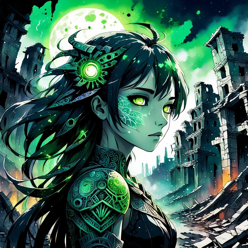 Mysterious Anime Goddess in Dark Fantasy Portrait