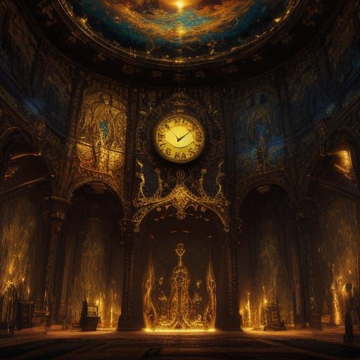 Surreal Melting Clocks in Dark Room, Salvador Dali Style