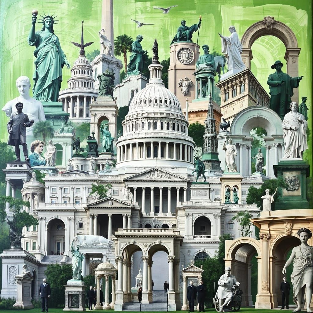 Dreamlike City Collage of Historical Landmarks