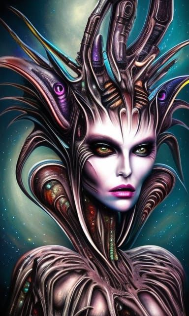 Ethereal Alien Goddess in Cosmic Art