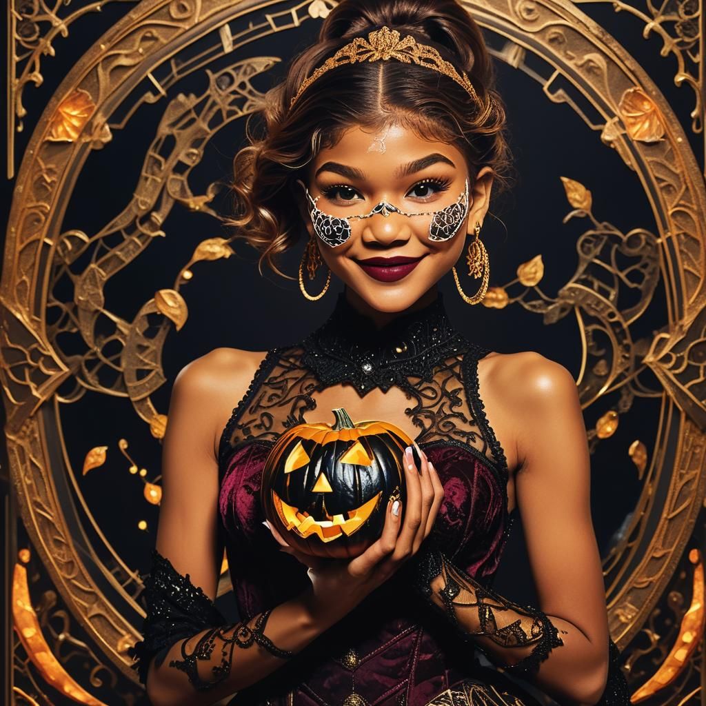 Zendaya at the Halloween Gala in Elegant Art Nouveau Guise