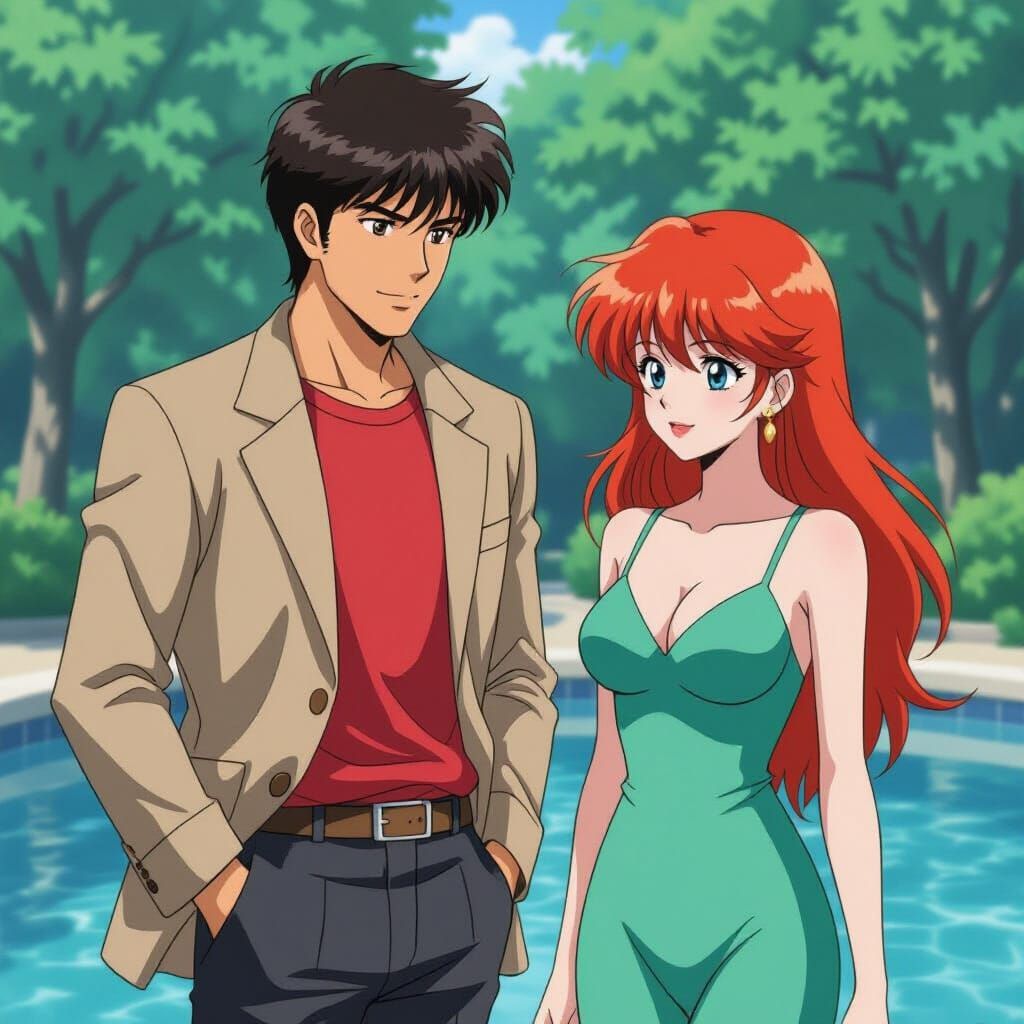 Ryo Saeba Meets Mermaid Tsukasa by Pool