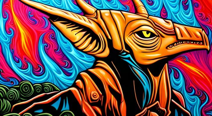 Mythosaur Graffiti Art in Vibrant Polychromatic Splendor
