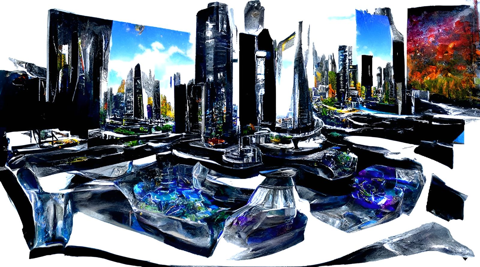 Ultra-Modern Futuristic Cityscape in Vibrant Photorealistic...