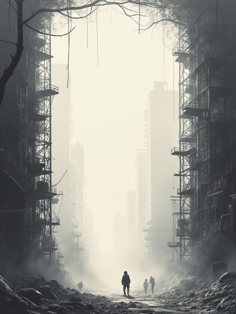 Hazy Abandoned Industrial Zone