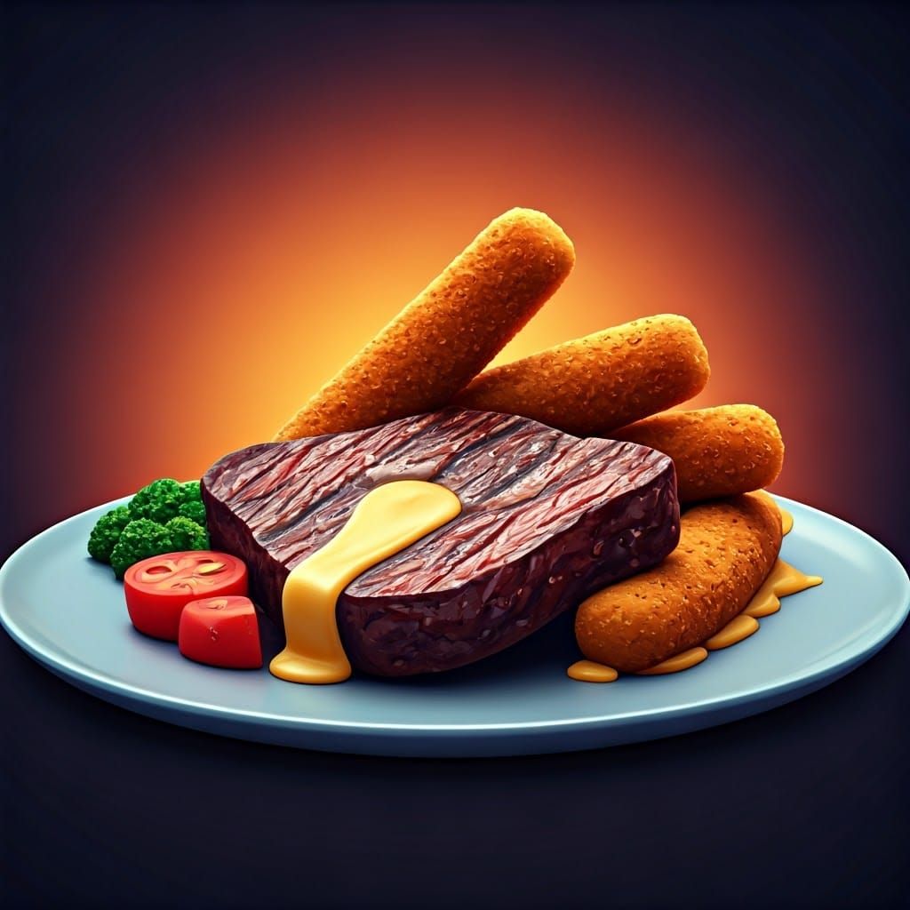 Cinematic Steak and Cheese Sticks Concept Art