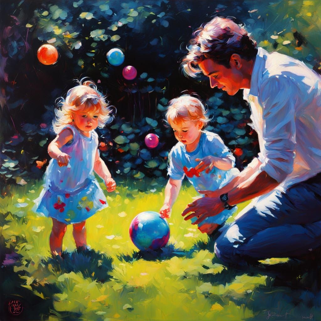 Family Portrait in Blacklight Neon Style