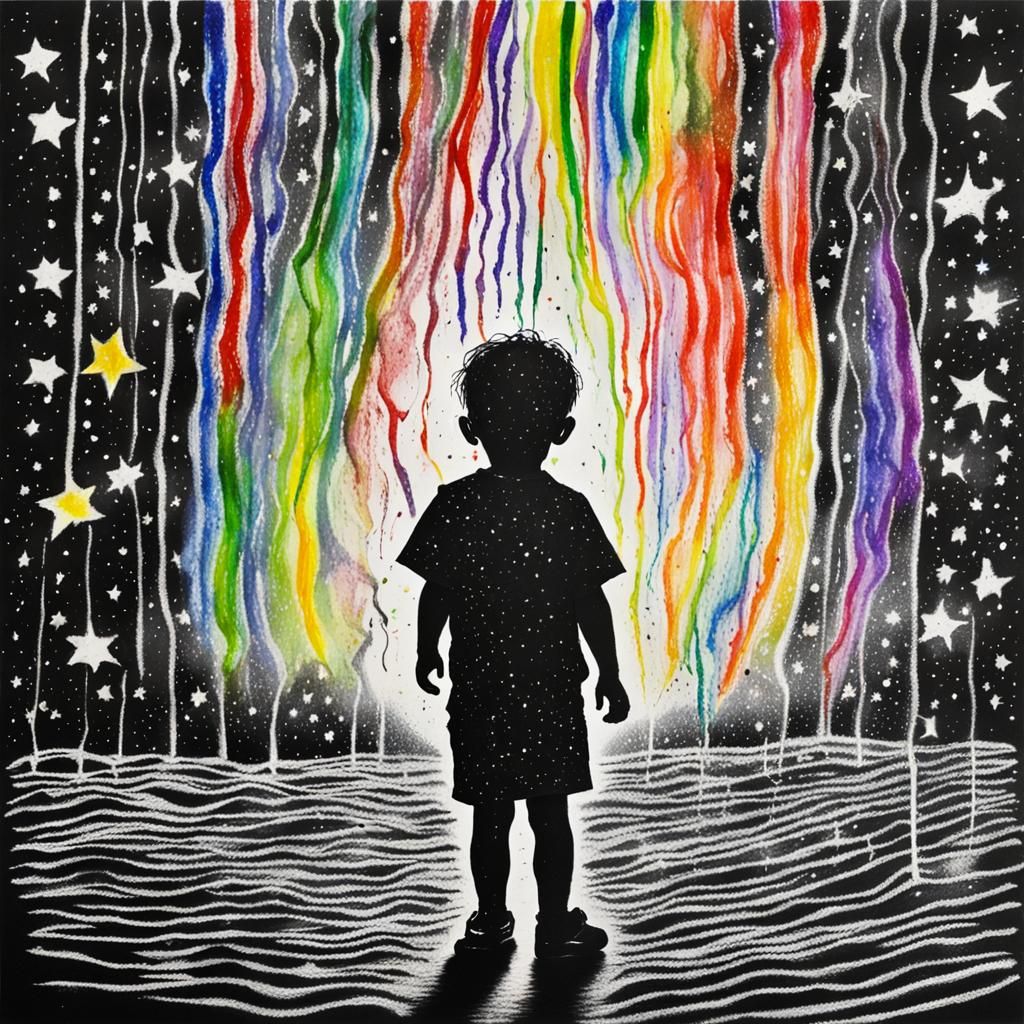 Whimsical Child's Surreal Artwork Depicts Starry Night with...