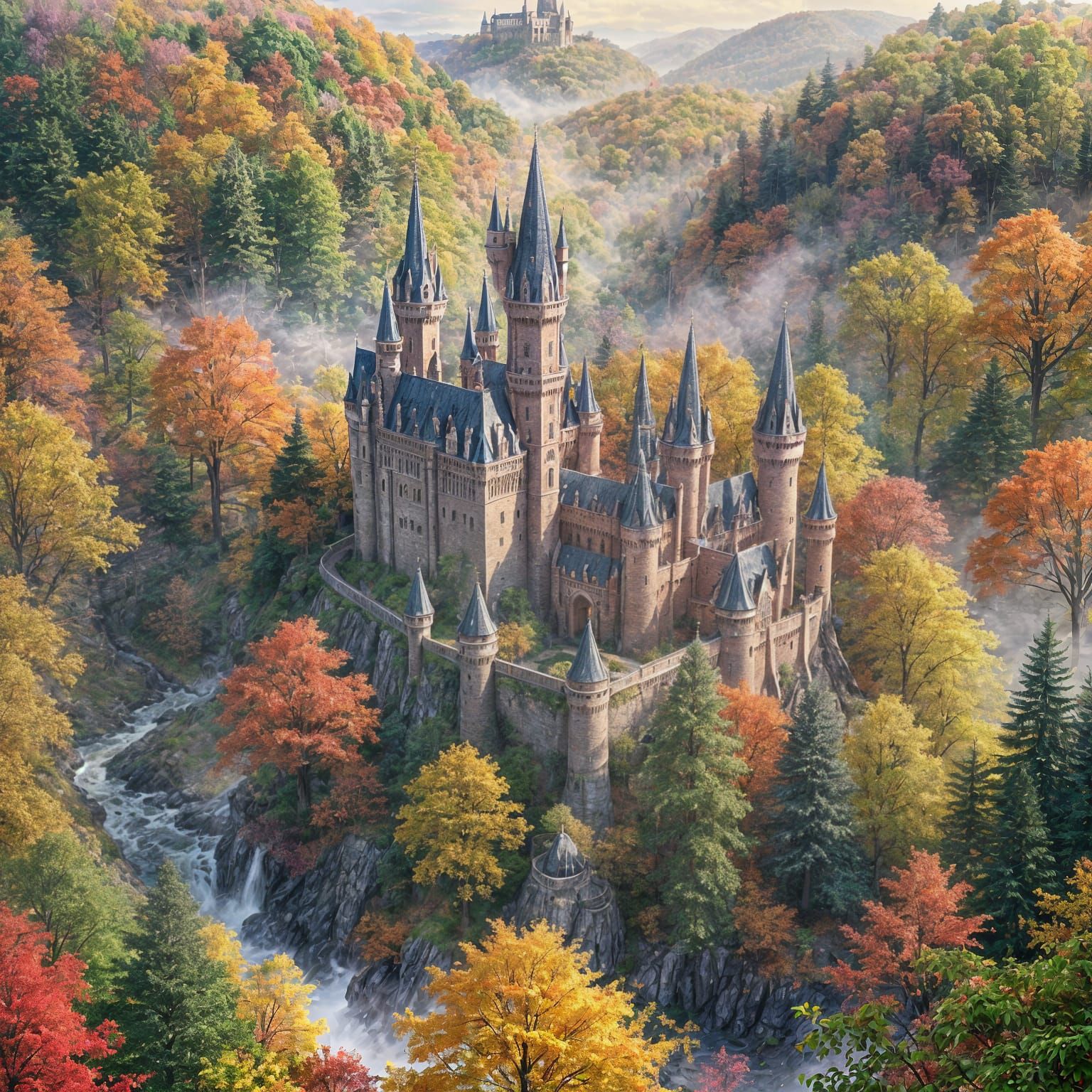 Vibrant Castle in Whimsical Forest Realm