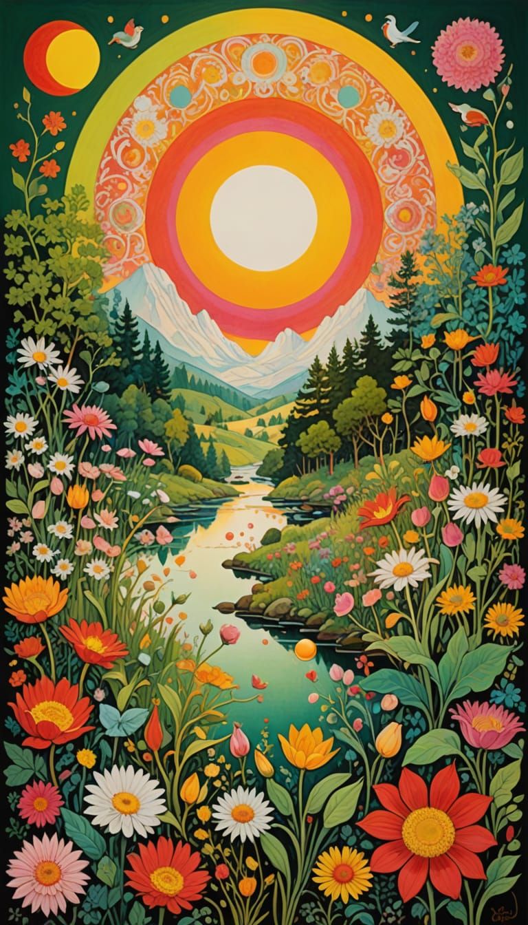 Psychedelic Moon Rising Concert Poster Art