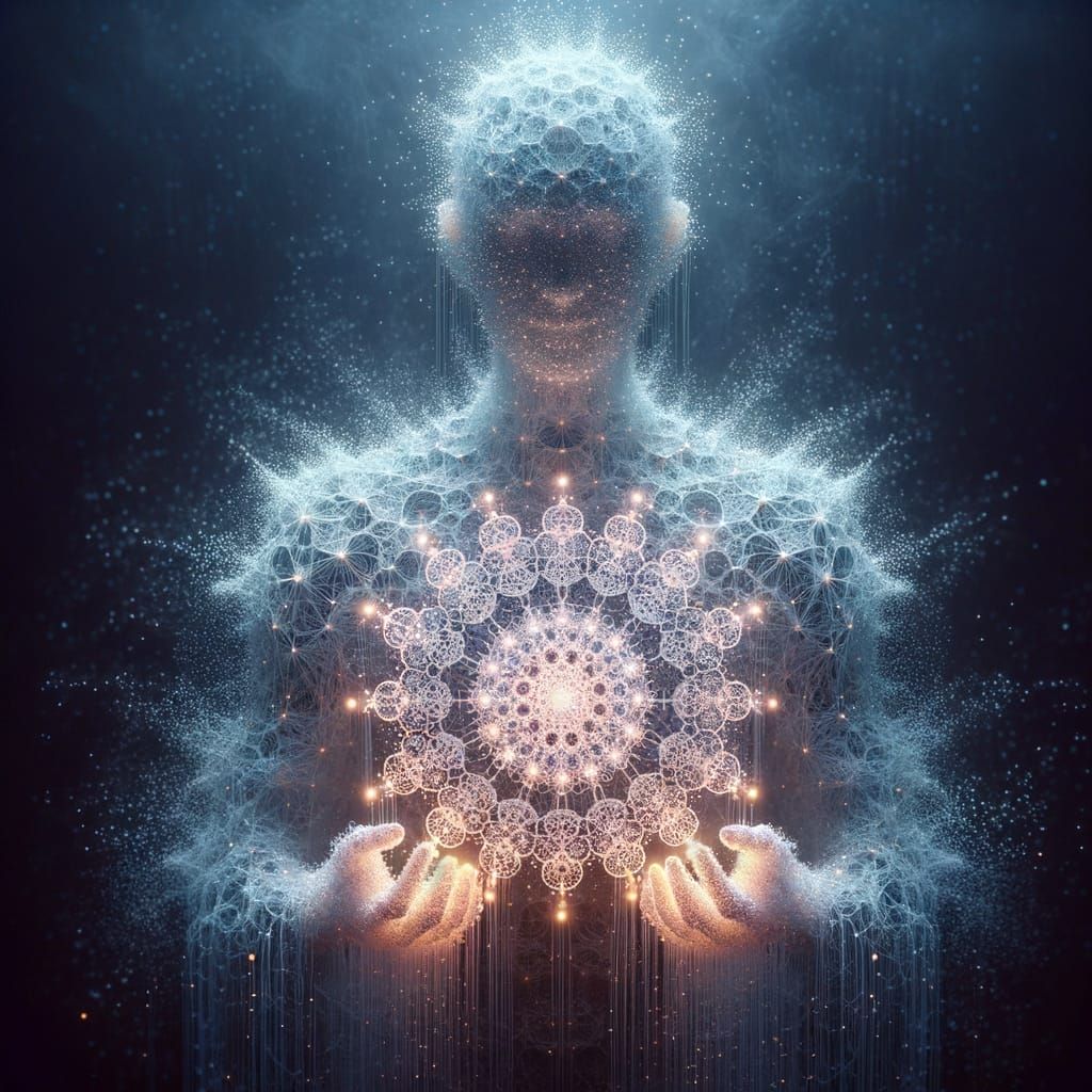 Ethereal Mandalist Wields Glowing Lithophyte Fossil Art