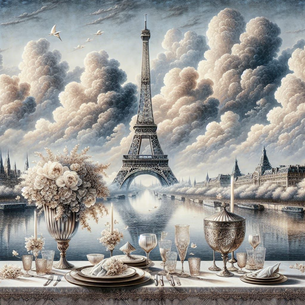 Glamorous Eiffel Tower Painting in Parisian Style