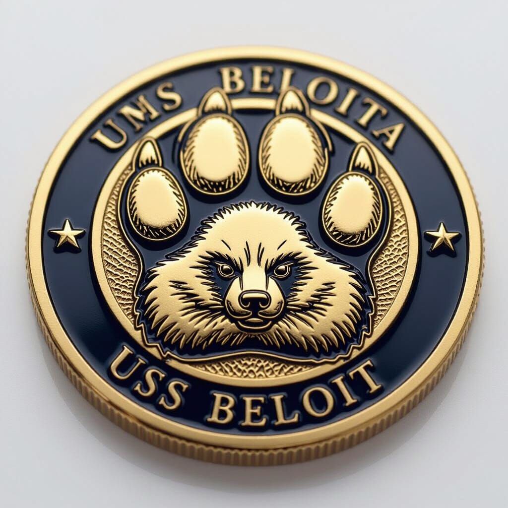 US Navy FCPOA Coin for USS Beloit - Badger Paw Design
