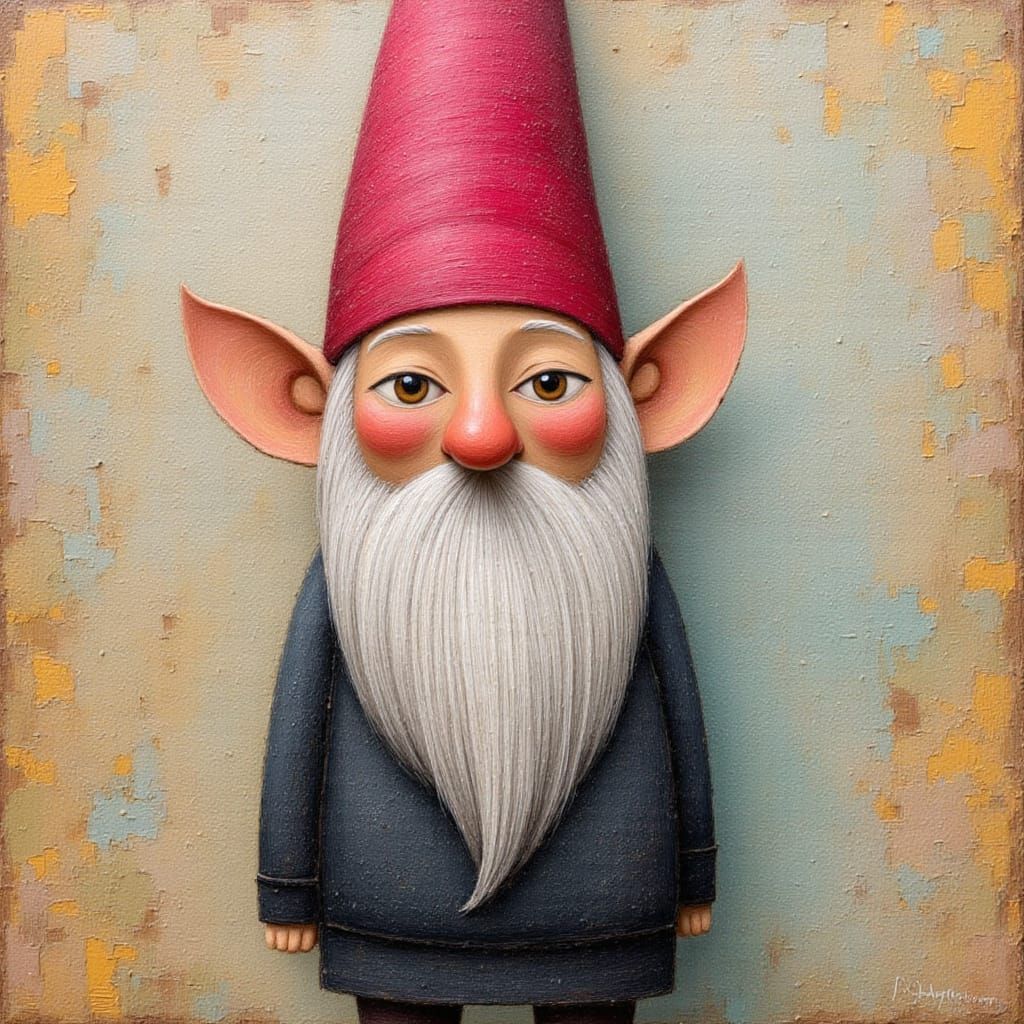 Adorable Gnome in Detailed Impasto Style