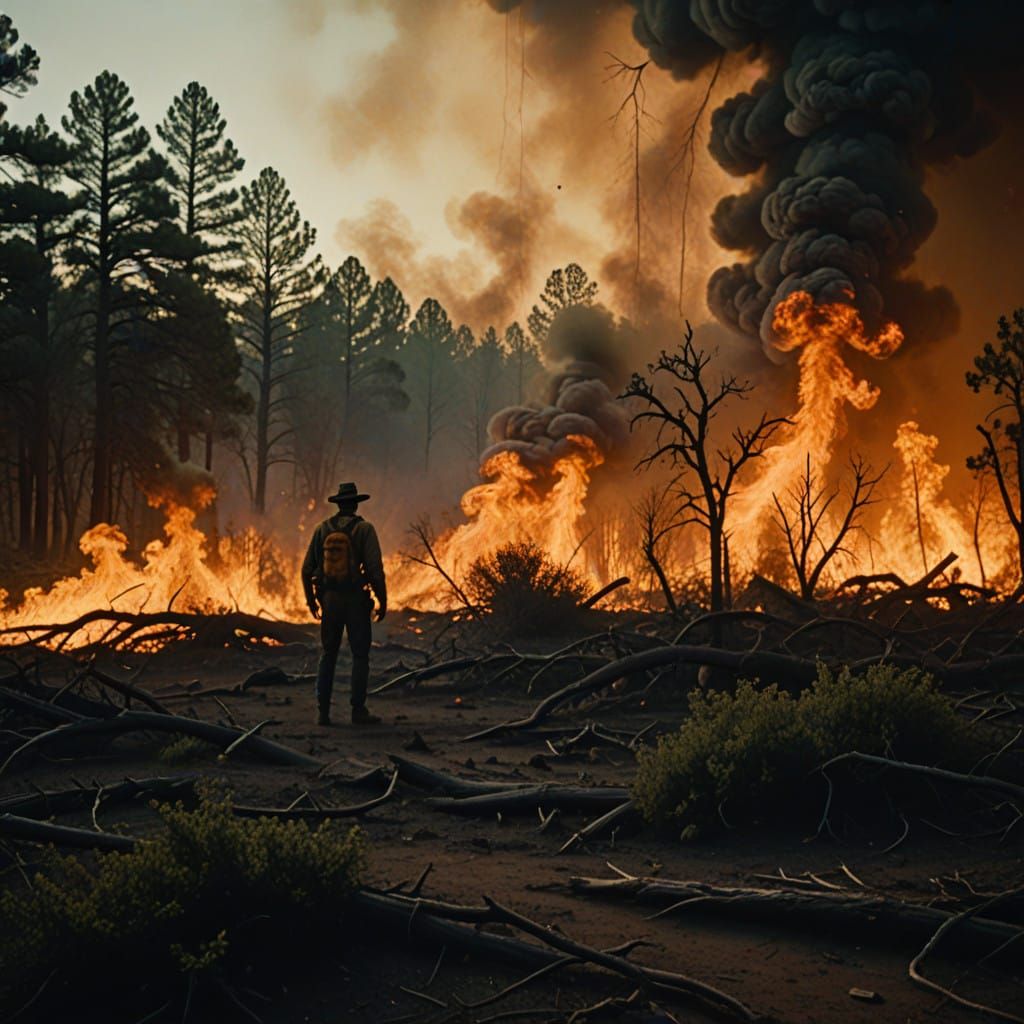 Vibrant Inferno Engulfs Parched Underbrush in Cinematic Sple...