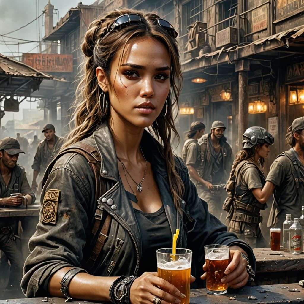 Post-Apocalyptic Raider Girl in Cyberpunk Style