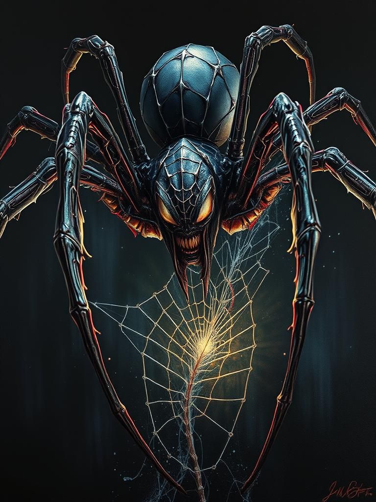 Sinister Spiderman Creature Emerges from Dark Void