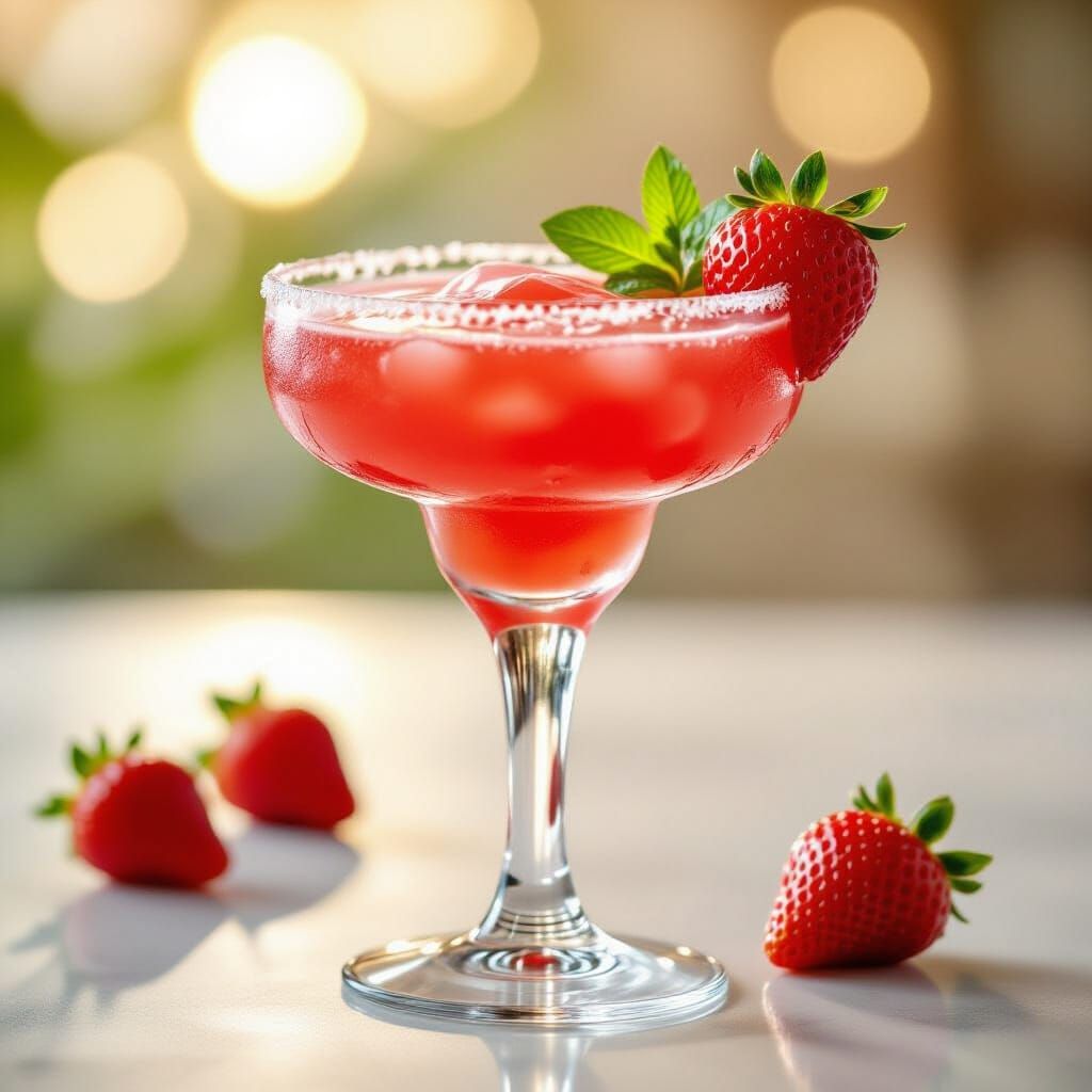 Vibrant Strawberry Daiquiri Cocktail with Fresh Garnish