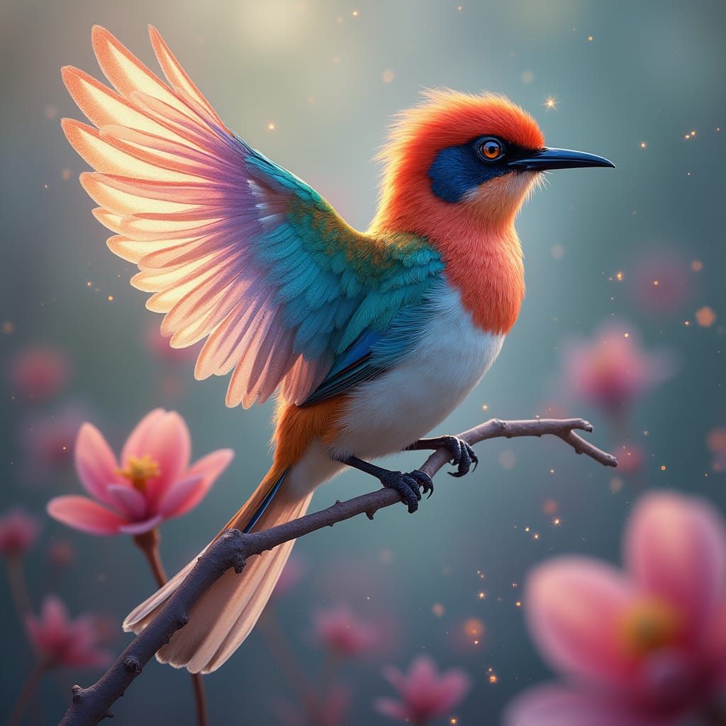 Majestic Red-whiskered Bulbul in Resplendent Rainbow Feather...