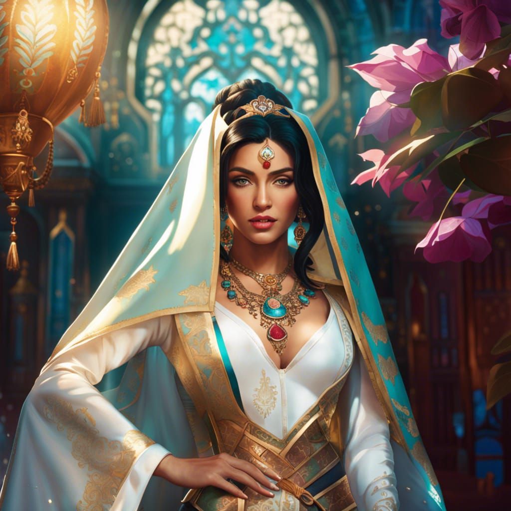 Surreal Portrait of a Woman in a Gorgeous Floral Background