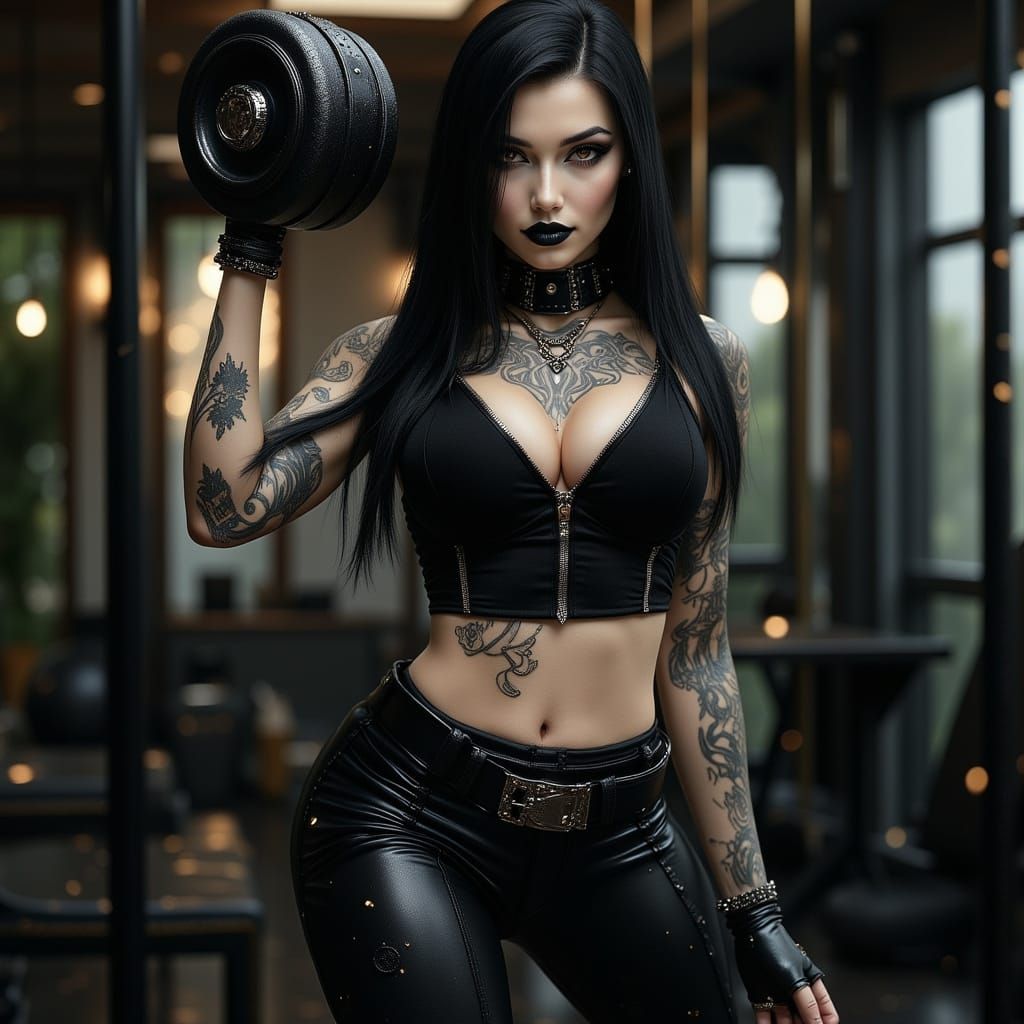 Gothic Enchantress Workout in Photorealistic Style