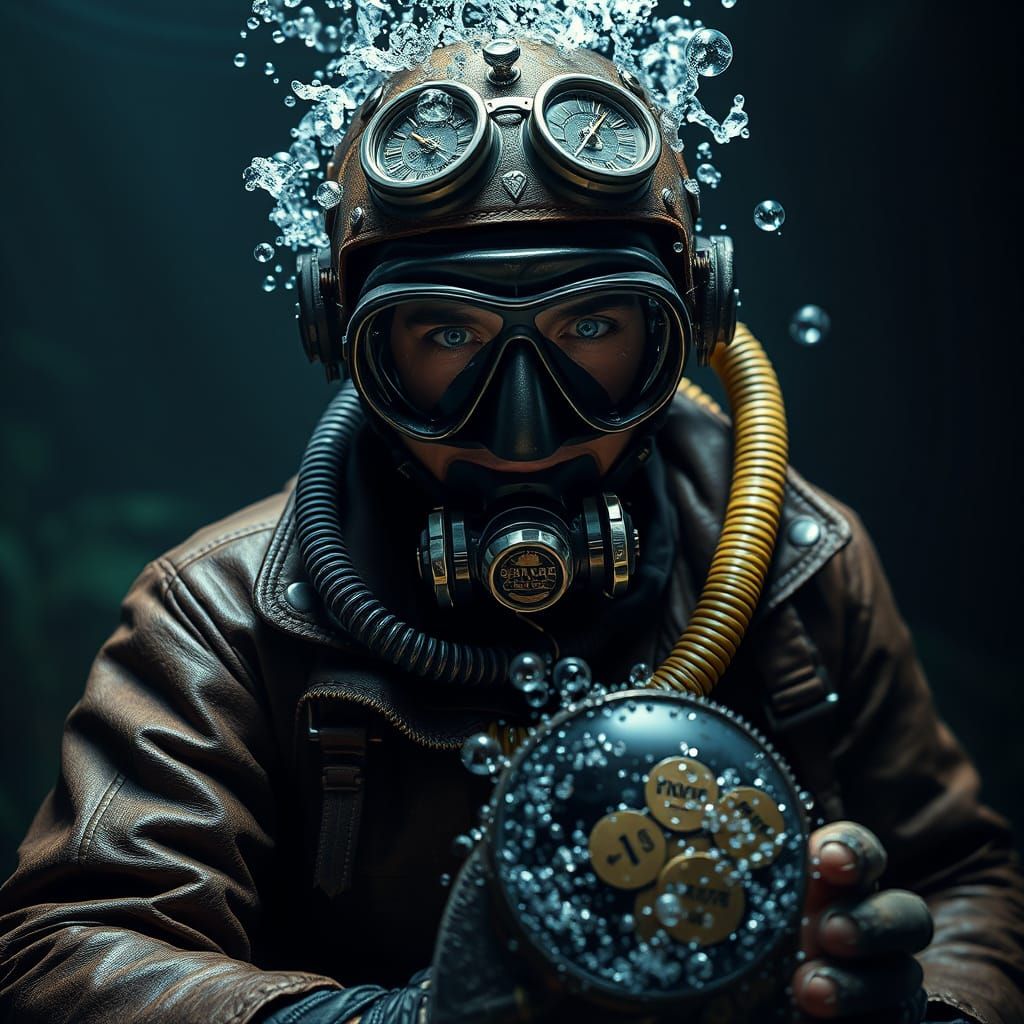 Treasure Hunter's Vintage Portrait in Art Nouveau Style