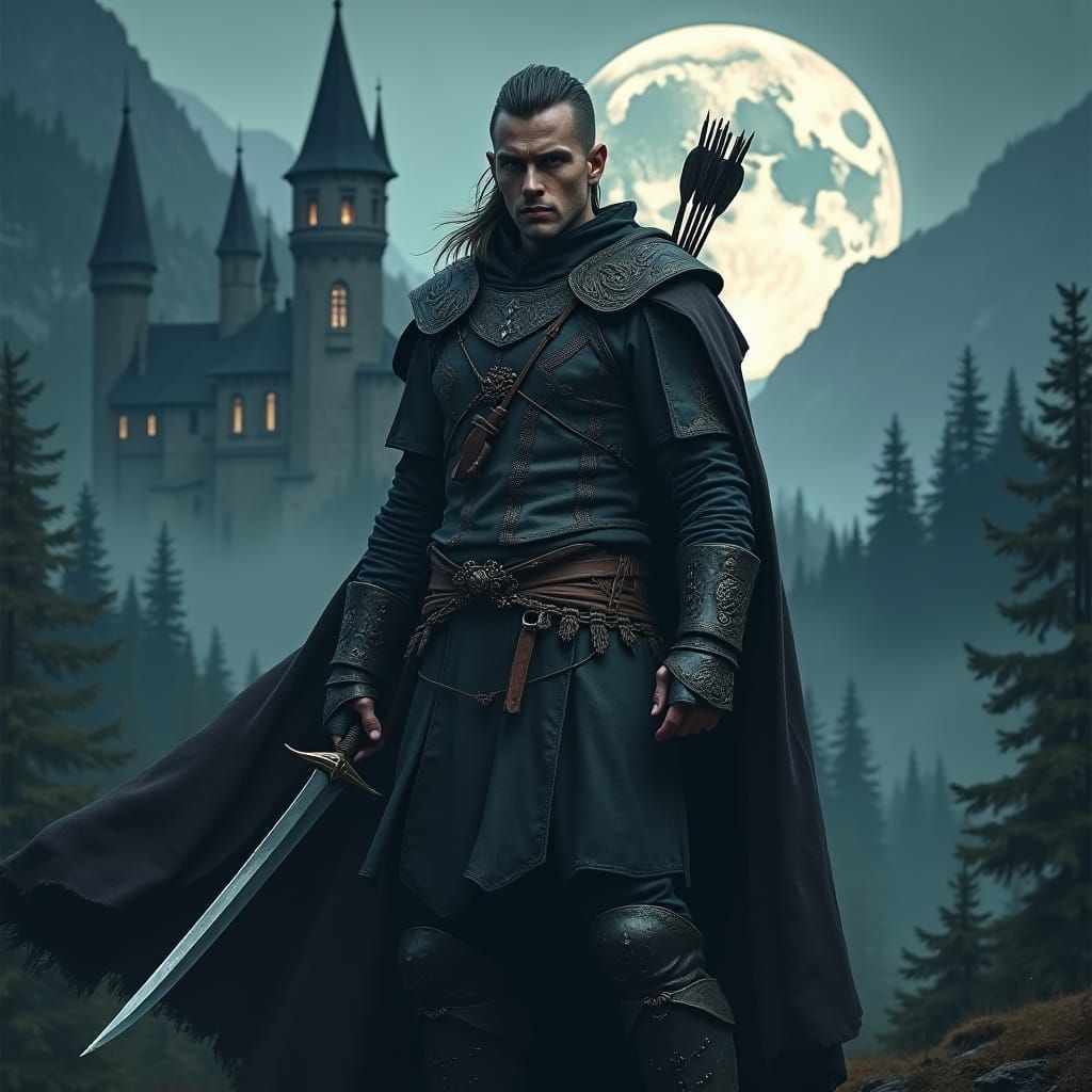 Ethereal Elf Ranger Emerges from Shadows