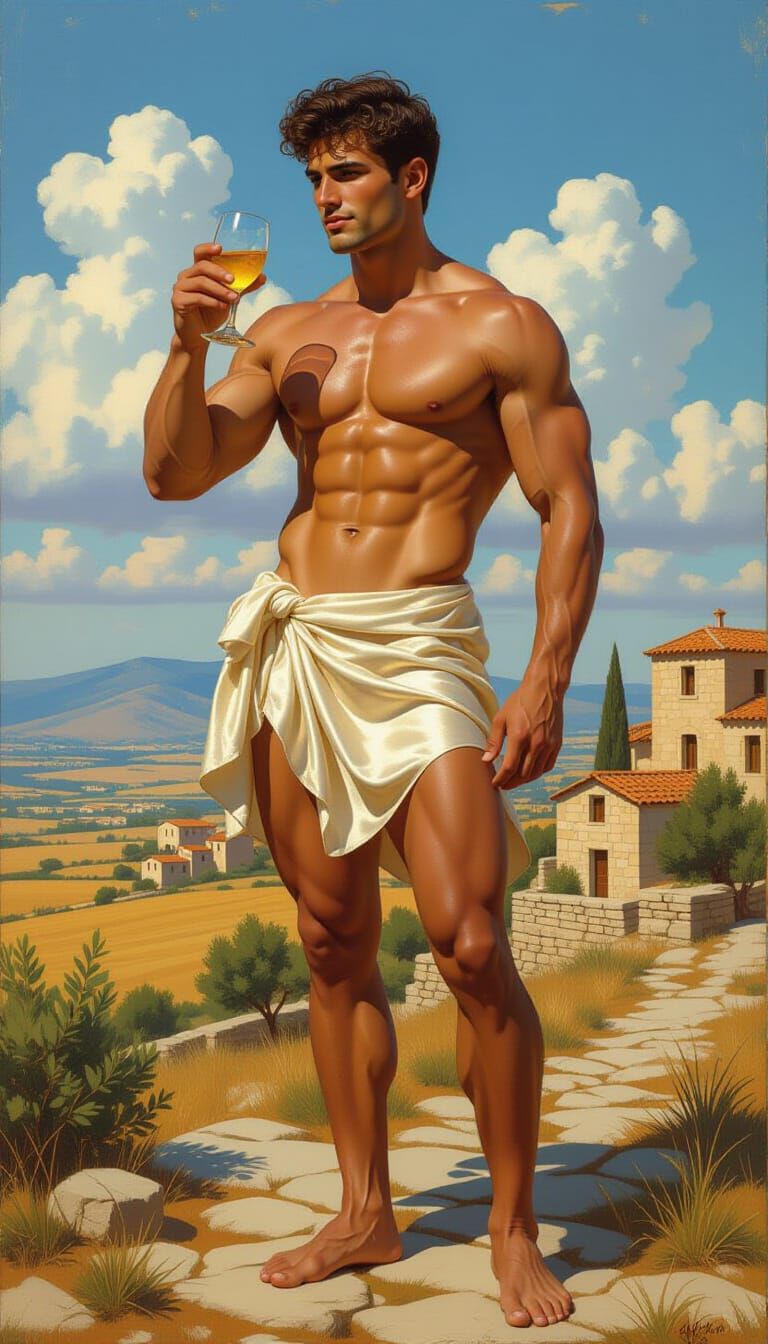 Gay Art Masterpiece: Greek God Celebrating Love