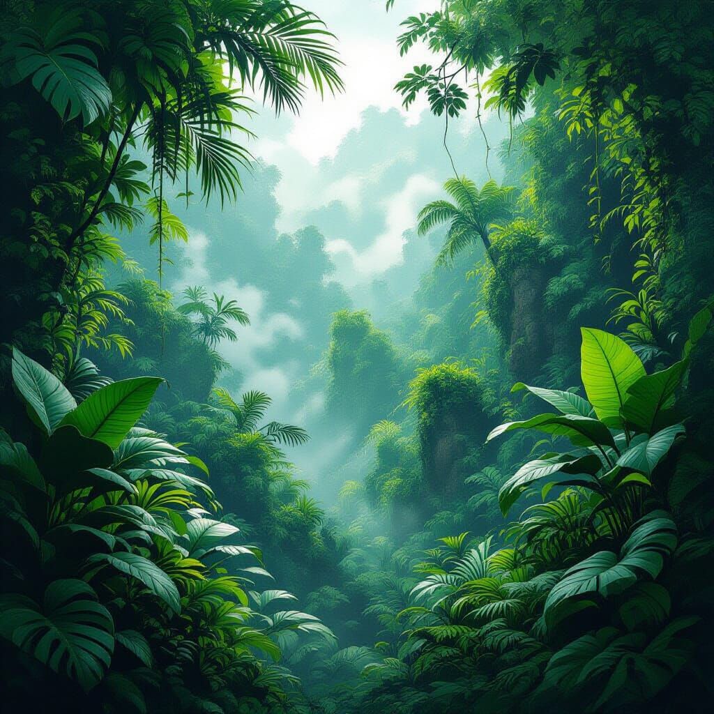 Lush Jungle Environment in Digital Painting Style