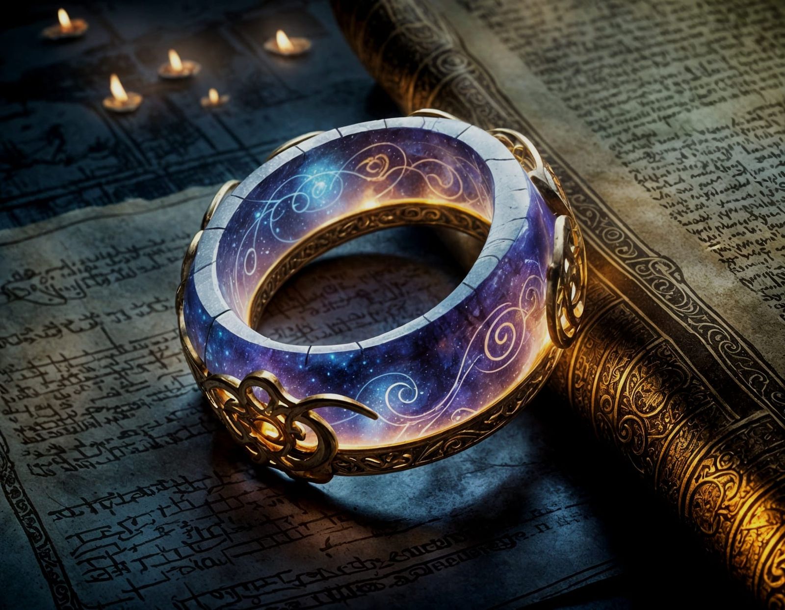 Ethereal Elven Ring Illuminates Ancient Manuscript