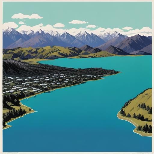 Vibrant Lake Wanaka Landscape in Triadic Color Scheme