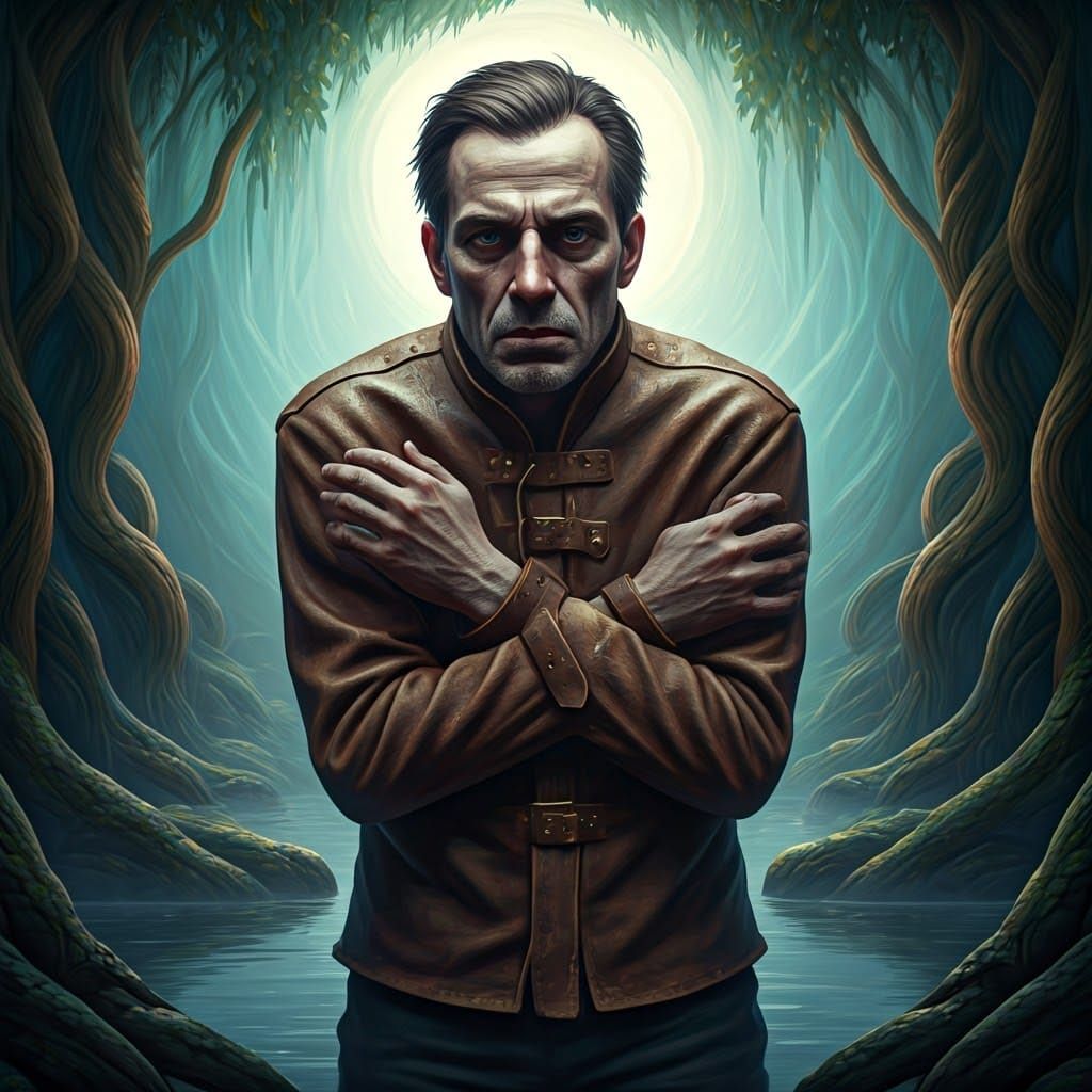 man in a straitjacket