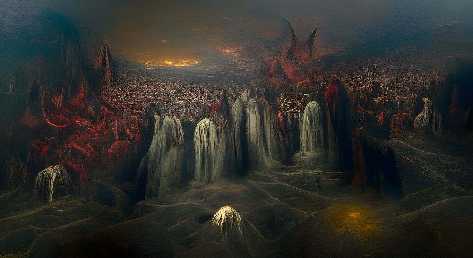 Hellish Urban Landscapes in Dark Romanticism Style