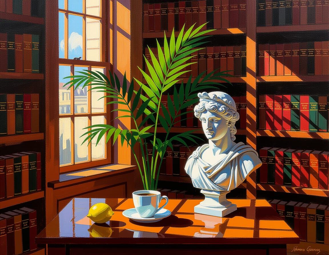 Abstract Expressionist Room with Apollo Bust and Still Life